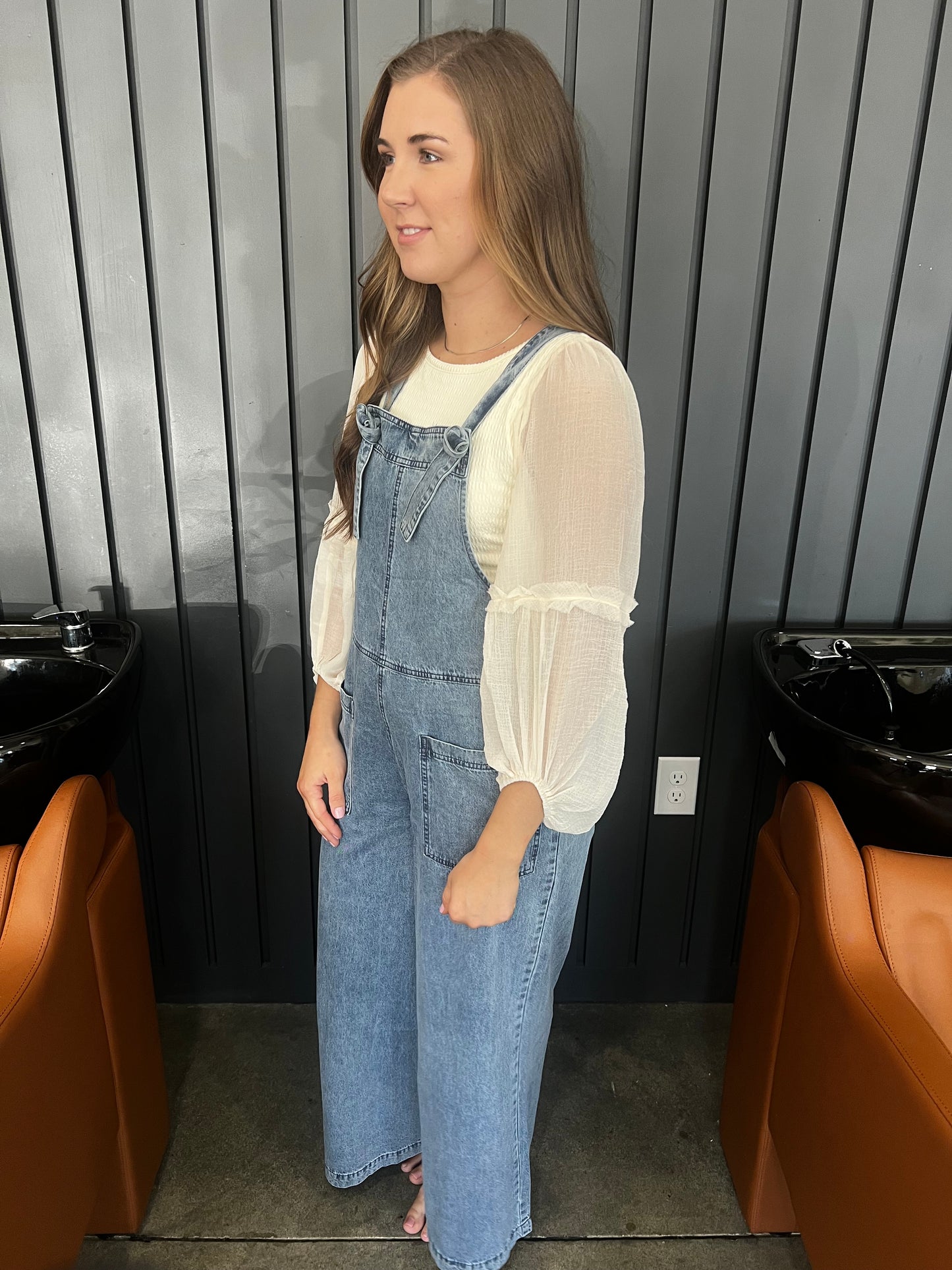 Denim Wide Leg Romper