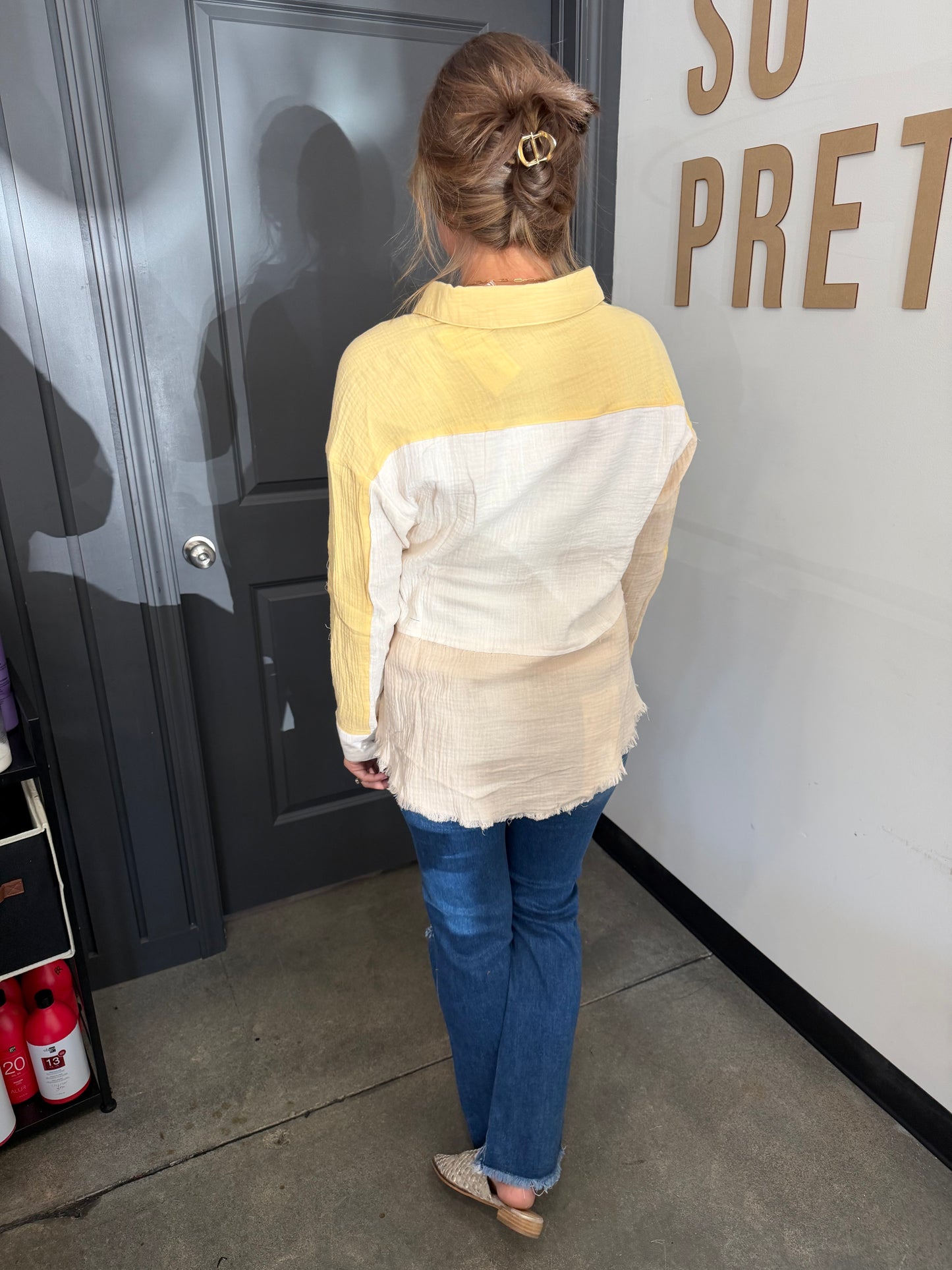 Yellow Mix Button Shirt