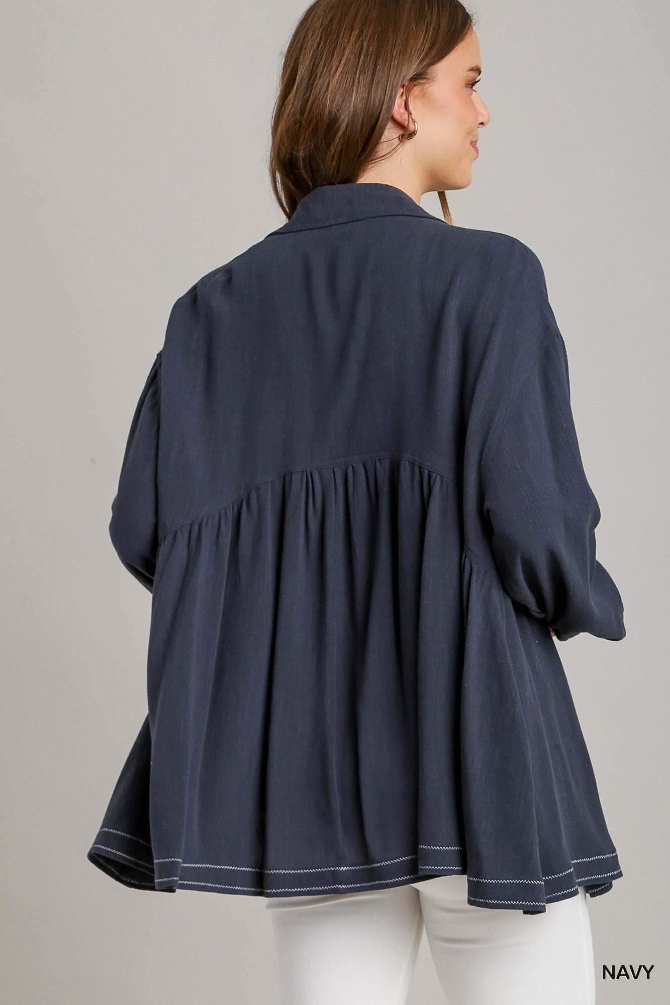 Linen Blend Button Down Tunic