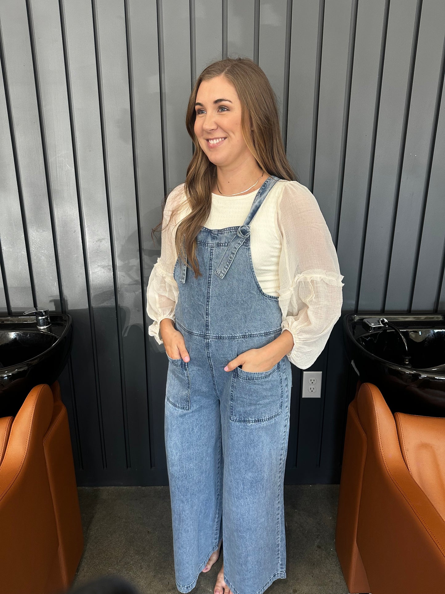 Denim Wide Leg Romper