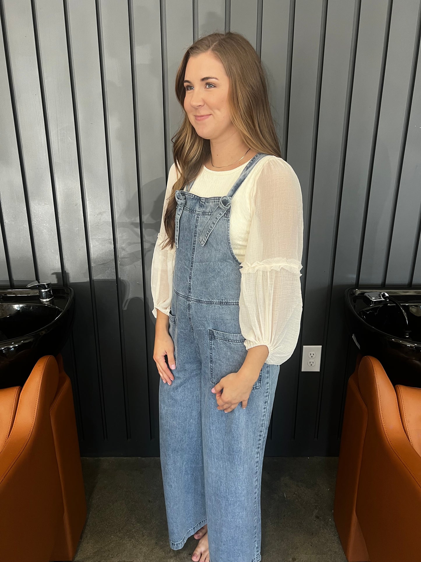 Denim Wide Leg Romper