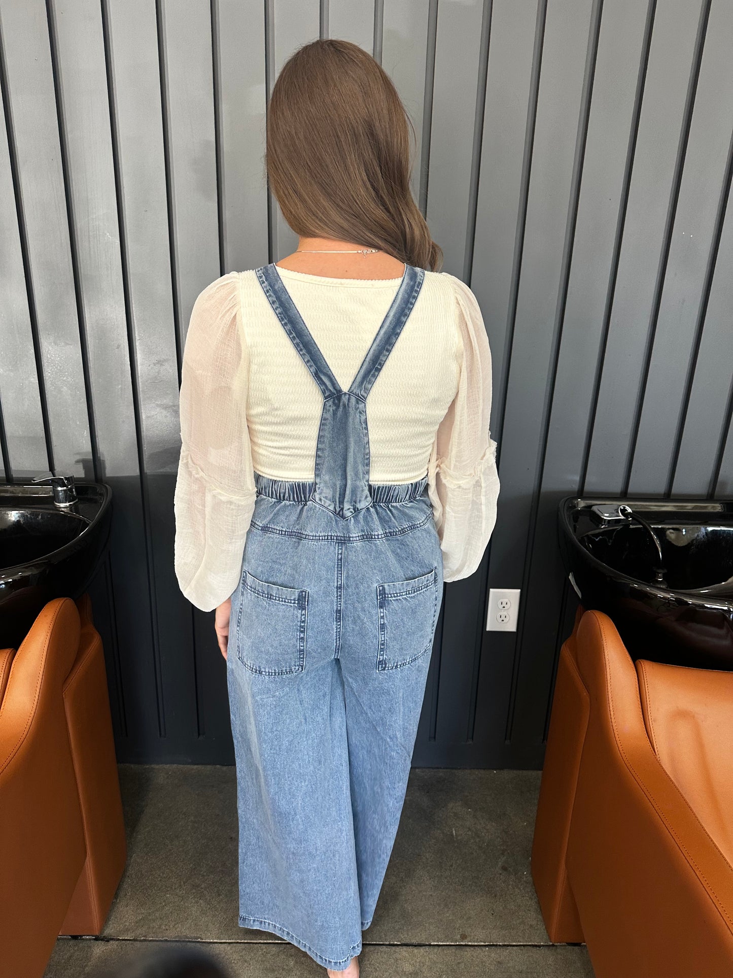 Denim Wide Leg Romper
