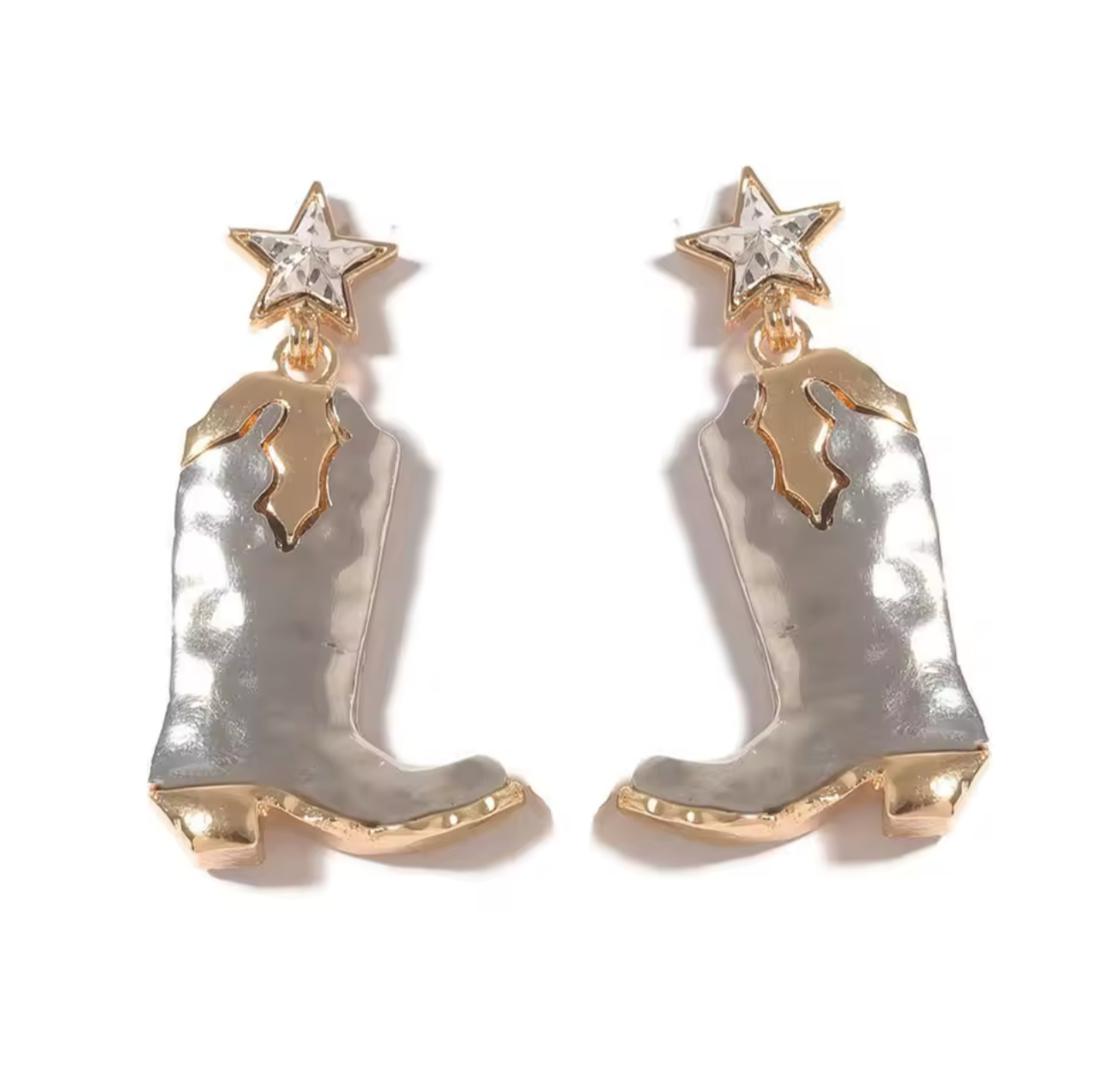 Mixed Metal Boot Earring