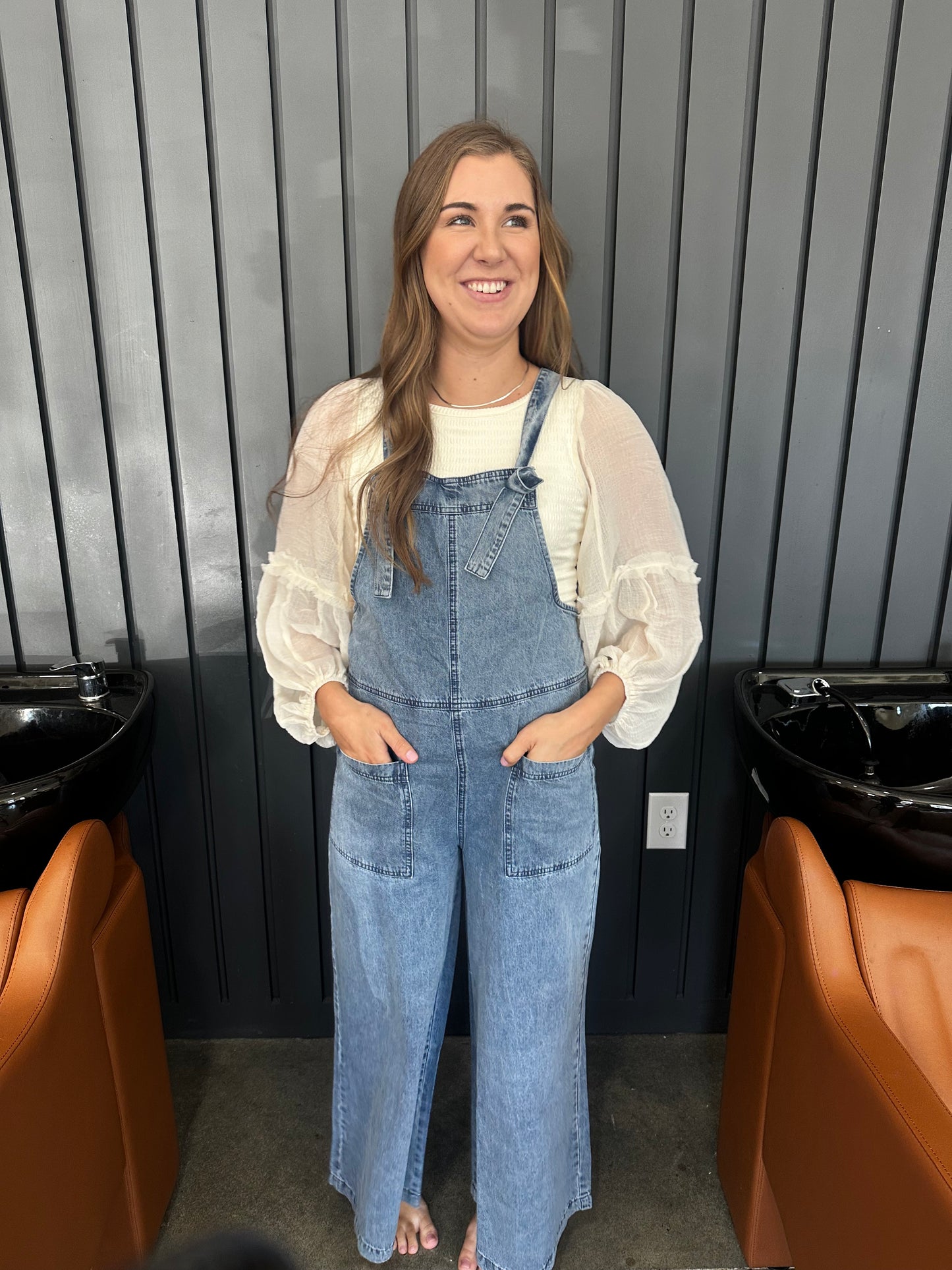 Denim Wide Leg Romper