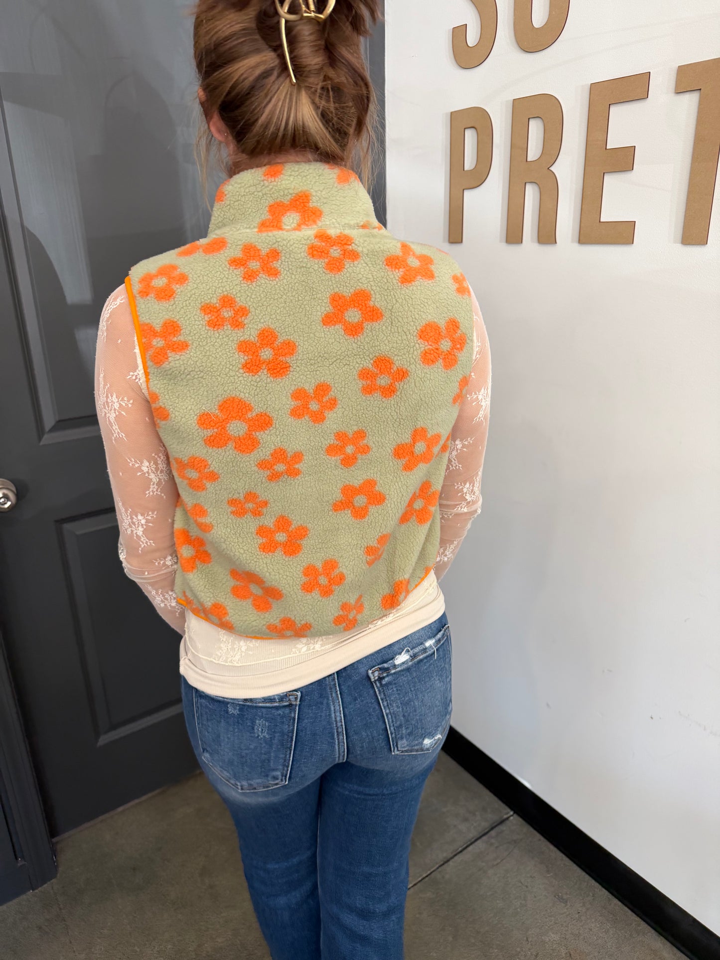 Retro Orange Flower Vest