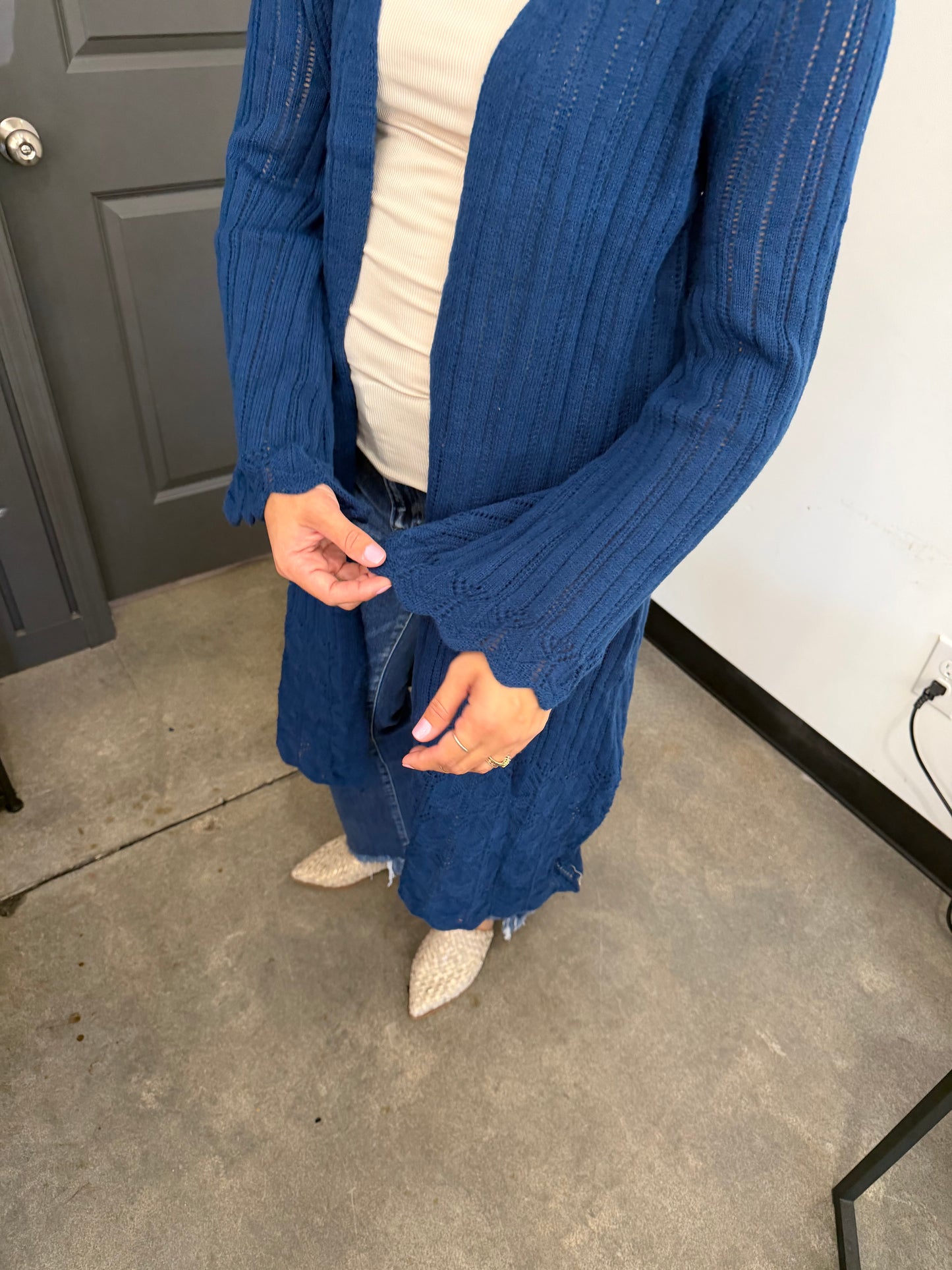 Teal Scalloped Cardigan