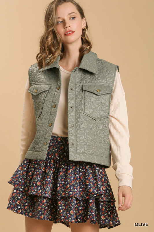 Olive Embroidered Vest