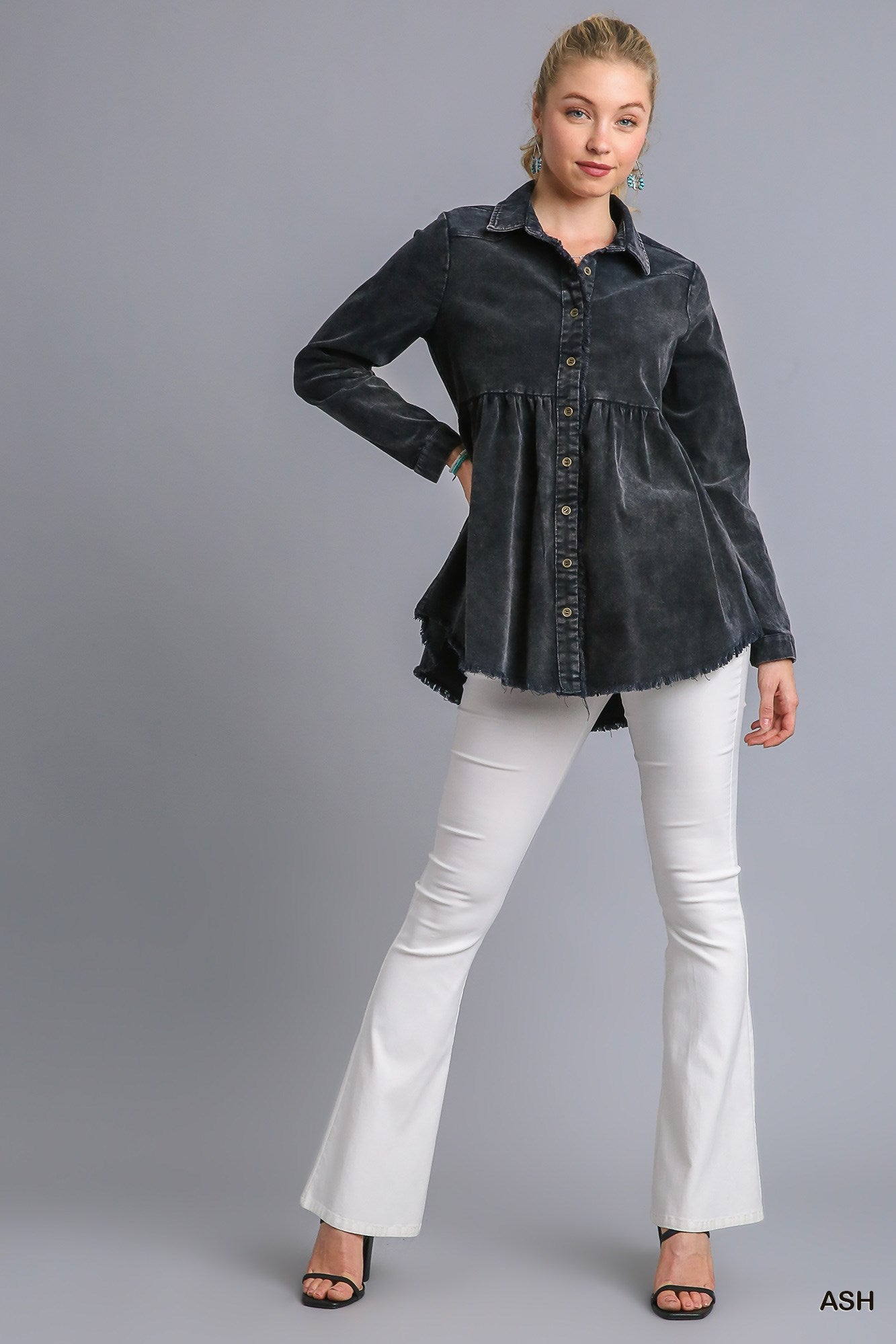 Mineral Wash Button Down Top