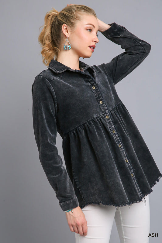 Mineral Wash Button Down Top