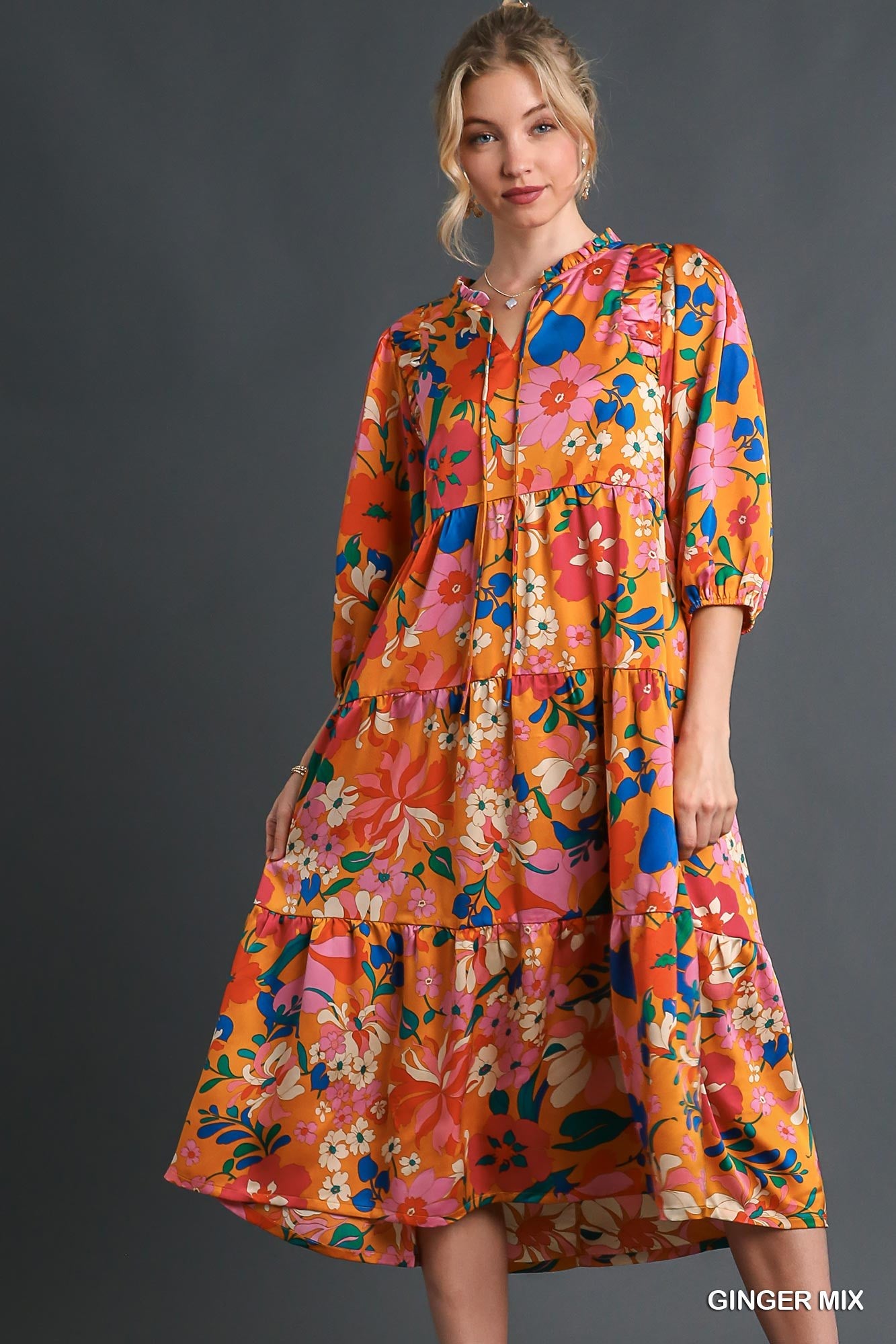 Satin Floral BabyDoll Dress