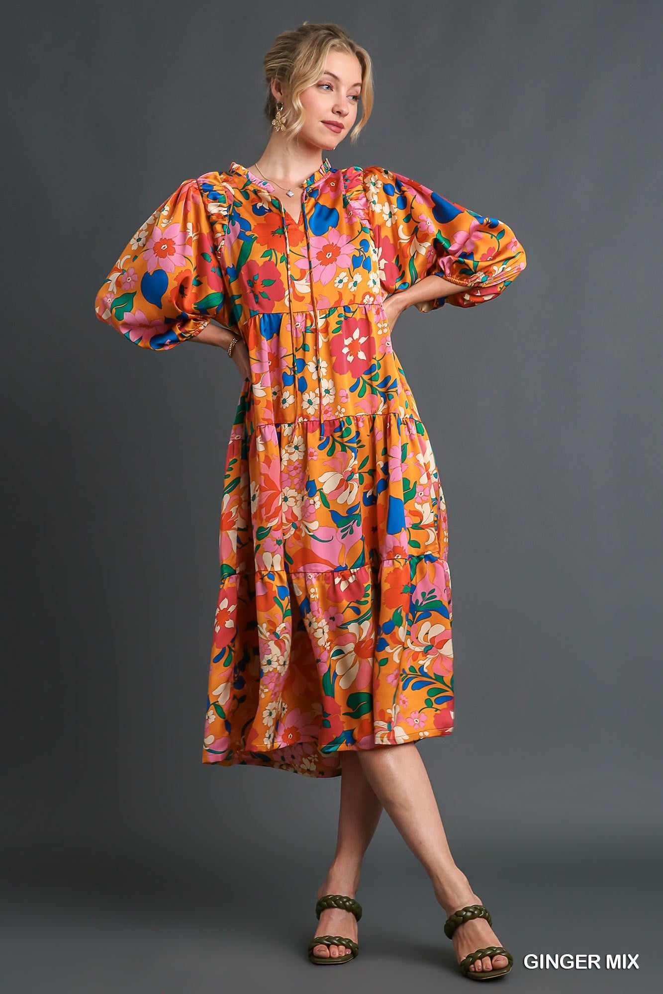 Satin Floral BabyDoll Dress