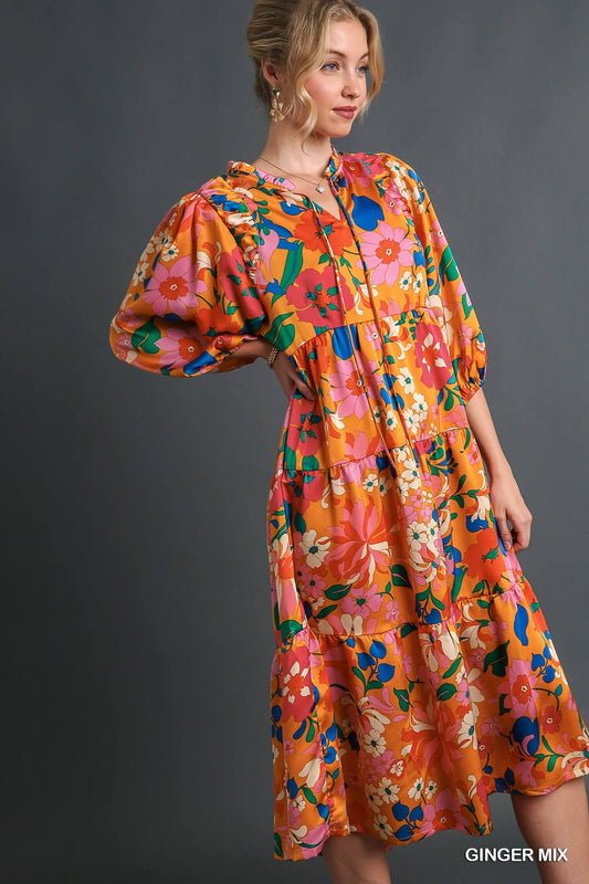 Satin Floral BabyDoll Dress