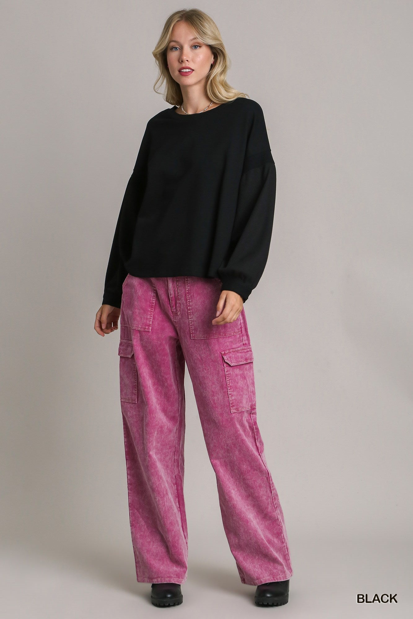 Black Balloon Sleeve Top