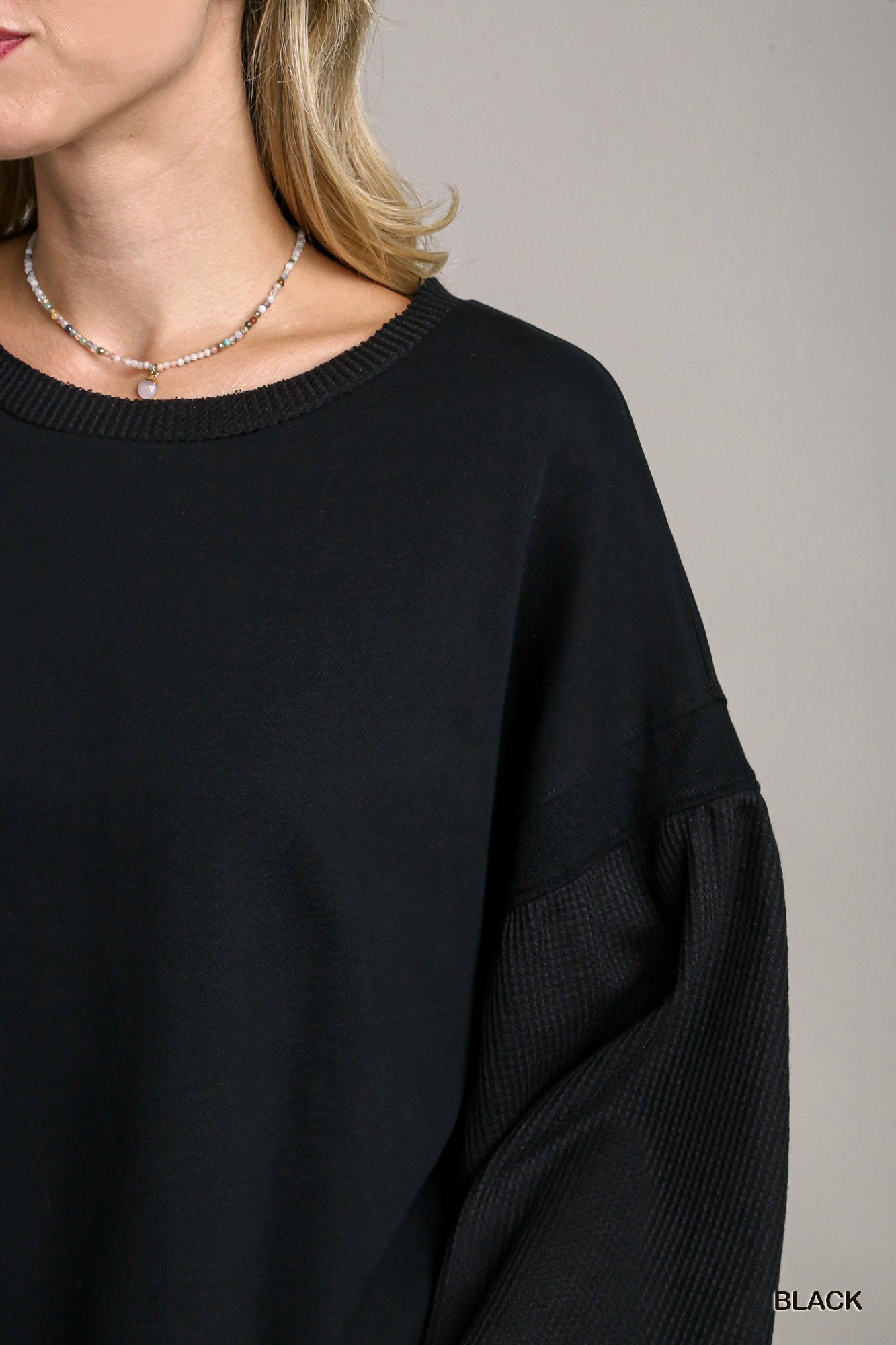 Black Balloon Sleeve Top