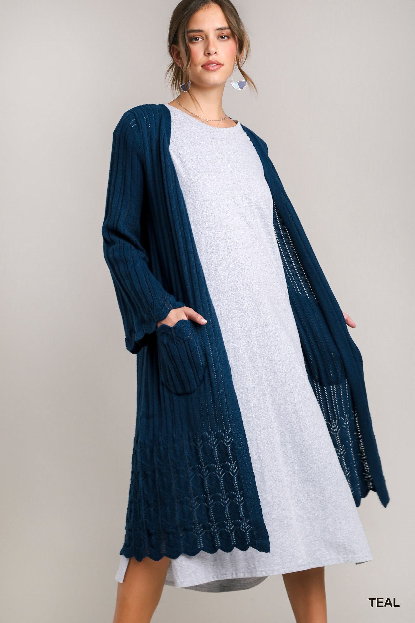 Teal Scalloped Cardigan