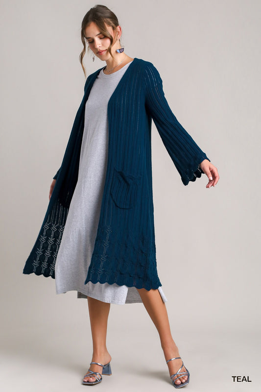 Teal Scalloped Cardigan