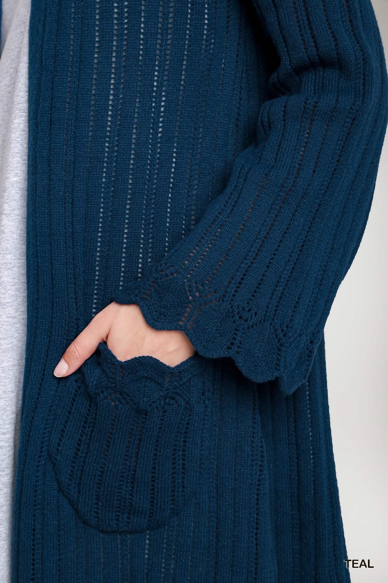Teal Scalloped Cardigan