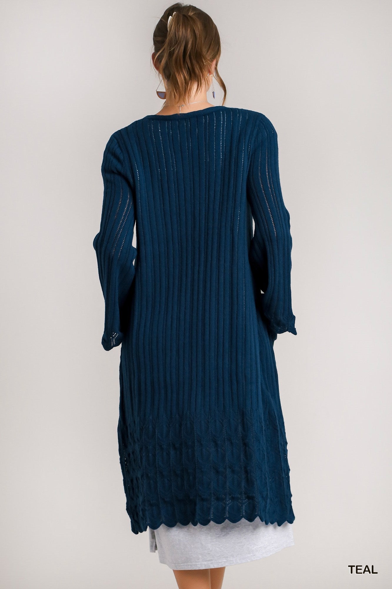 Teal Scalloped Cardigan