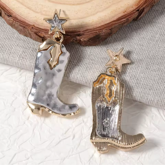 Mixed Metal Boot Earring