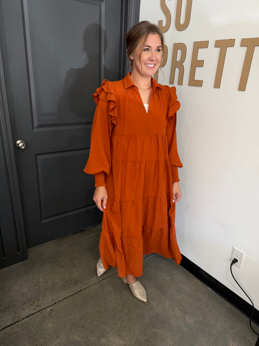 V-Neck Tiered Maxi Dress