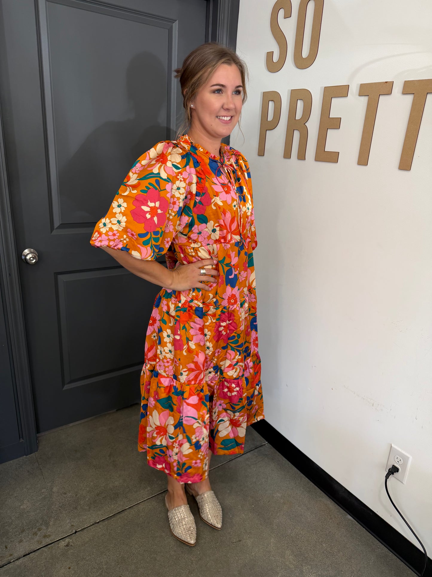 Satin Floral BabyDoll Dress