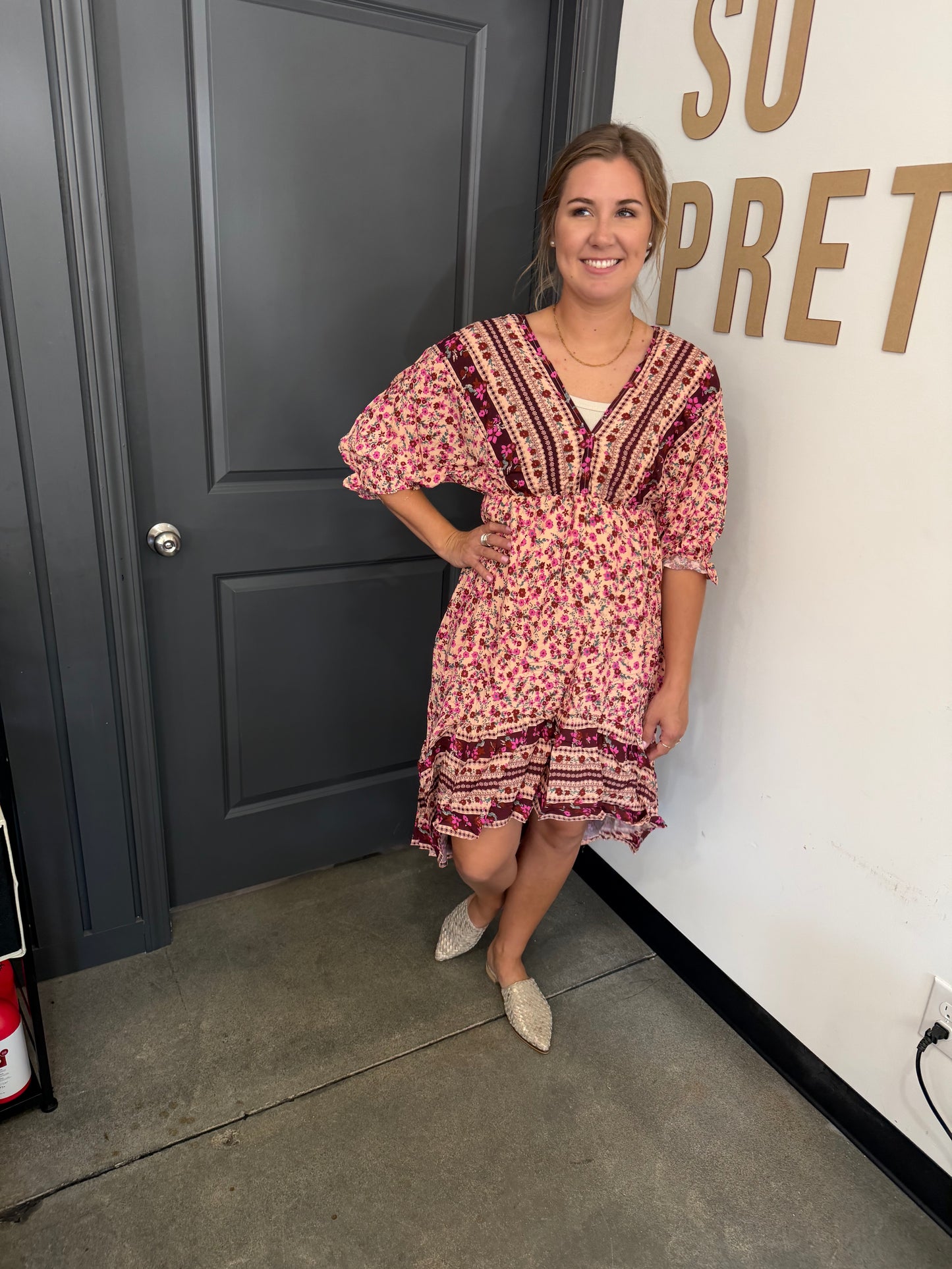 Cocoa Floral V-Neck Dress