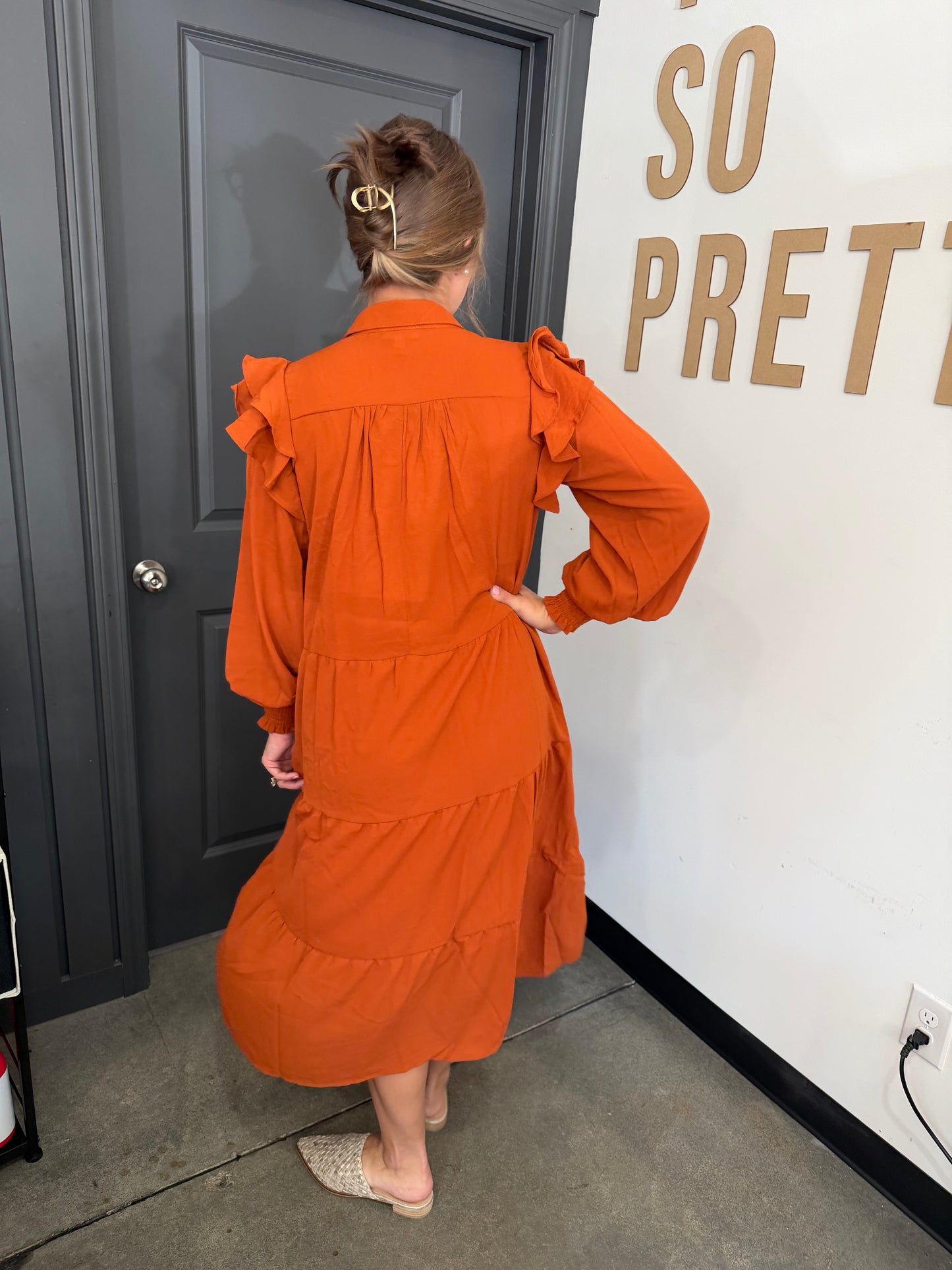 V-Neck Tiered Maxi Dress