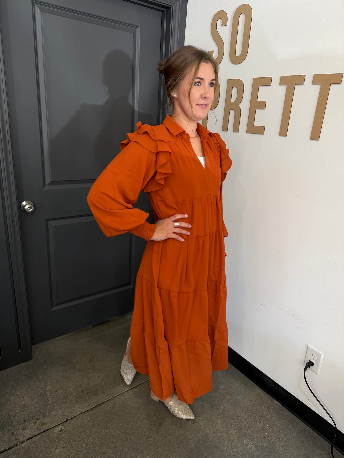 V-Neck Tiered Maxi Dress