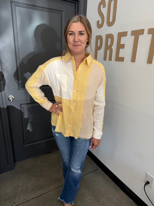 Yellow Mix Button Shirt
