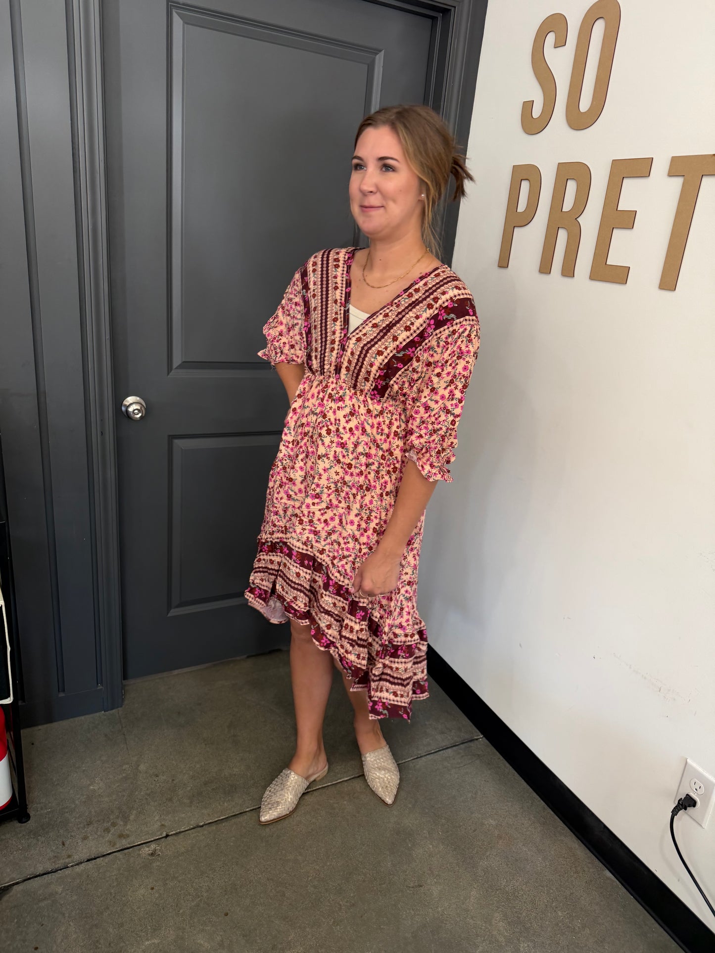 Cocoa Floral V-Neck Dress