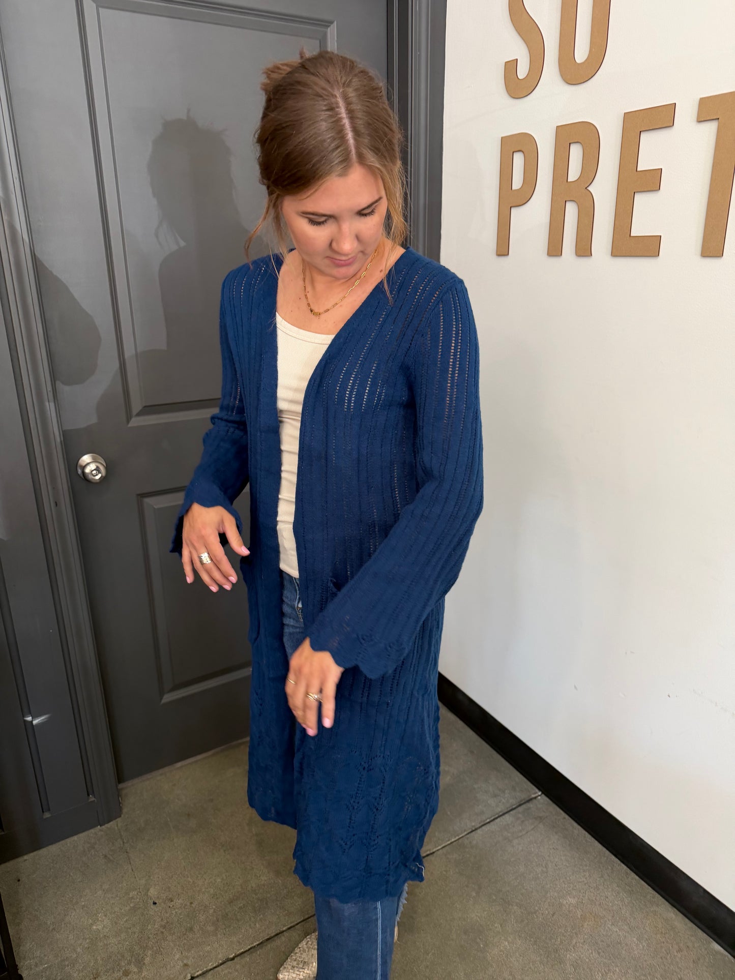 Teal Scalloped Cardigan