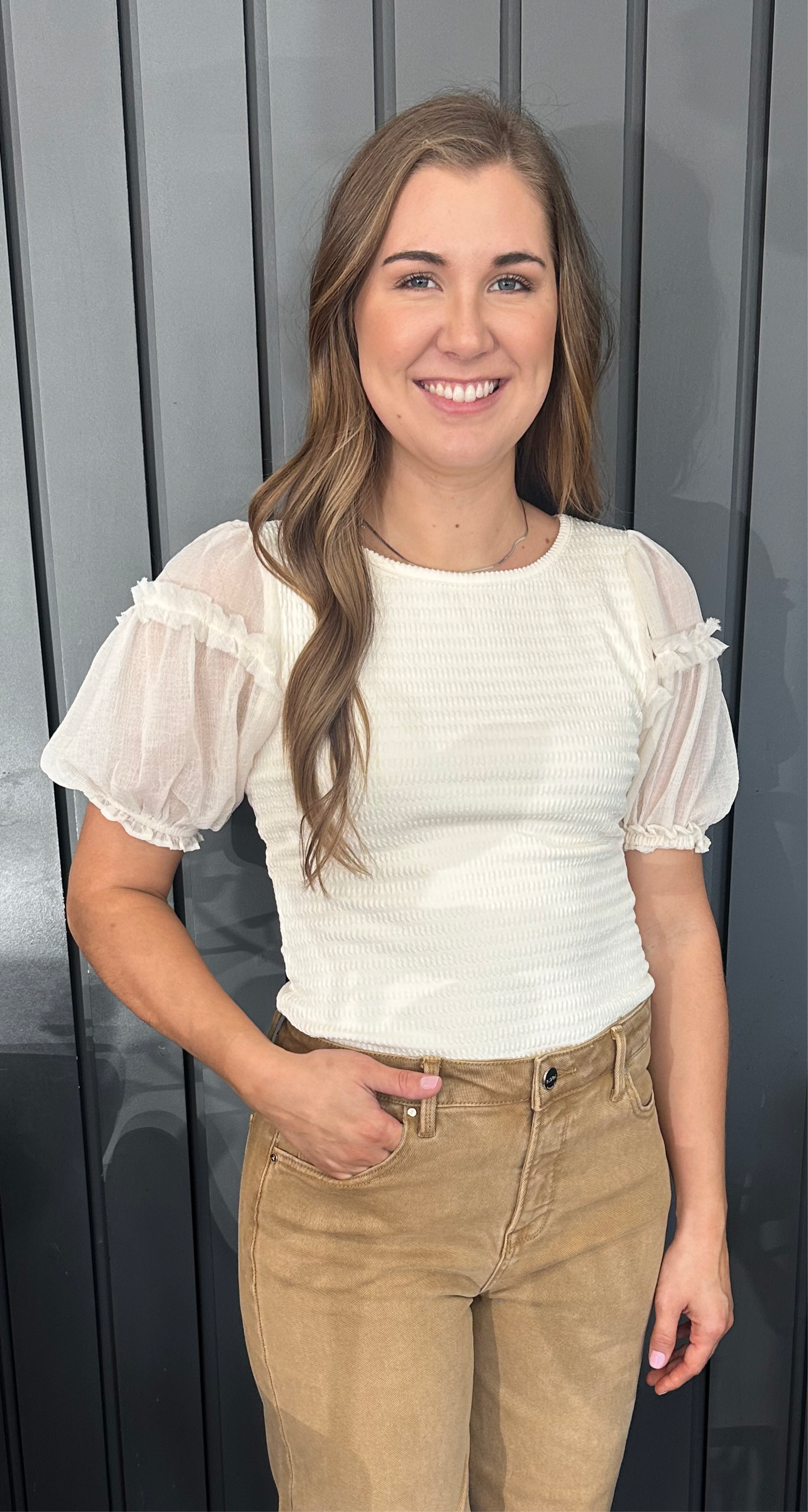 Cream Puff Sleeve Top