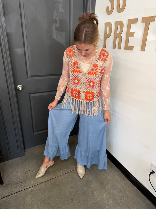 Super Wide Leg Ruffle Pant